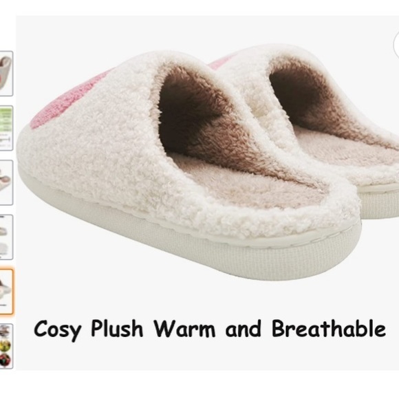 - Retro Smiley face Soft Plush Comfy Warm Slip-on Slippers, Non Slip nwot - Picture 6 of 7